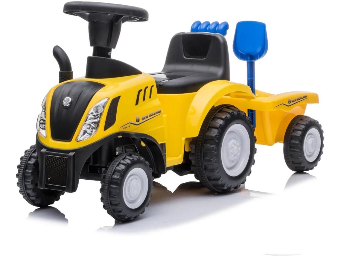 Carrito Montable Para Bebe - New Holland T7 - 1 A 3 Anos - Com Reboque - Amarelo