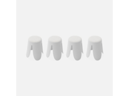 Banco Empilhável Em Tecido Bouclé, Set De 4, Branco