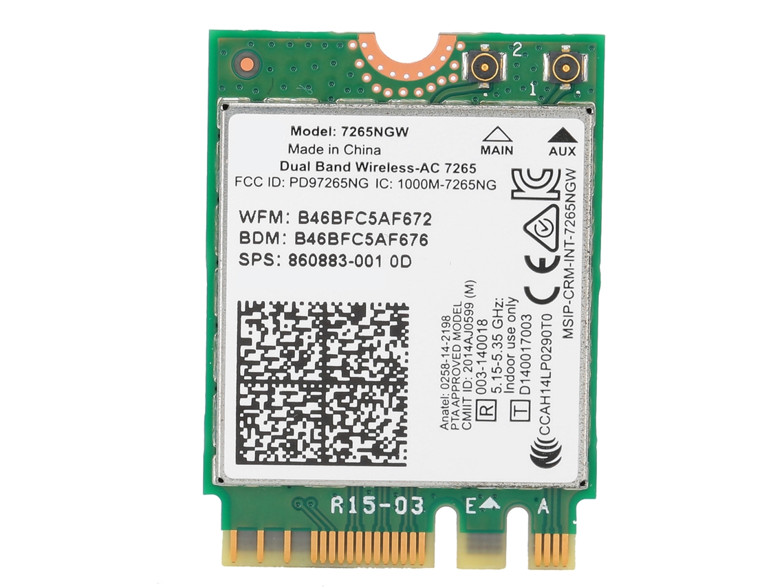 Placa De Rede Sem Fio (banda Dupla 867m Bluetooth 4.0) Versão Oficial Intel 7265ngw 7265ac