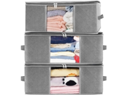 Conjunto De 3 Sacos Para Guardar Roupas, Para Colocar Embaixo Da Cama, Com Capa De Tecido, Roupas E Roupa De Cama, Impermeáveis, 48x35x20cm