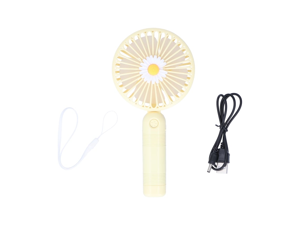 Ats ventilador Portátil Mini Recarregável com Padrão de Flores Bonito Plegável para Lar Escritório Viagens Amarelo