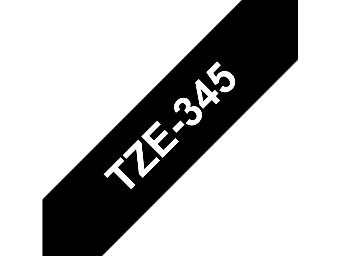 Fita Laminada Compatível Brother Tze345 Texto Branco / Fundo Preto 18Mm X 8M