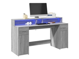 Vidaxl Secretária Luzes Led 160x55x91cm Deriv. Madeira Cinzento Sonoma