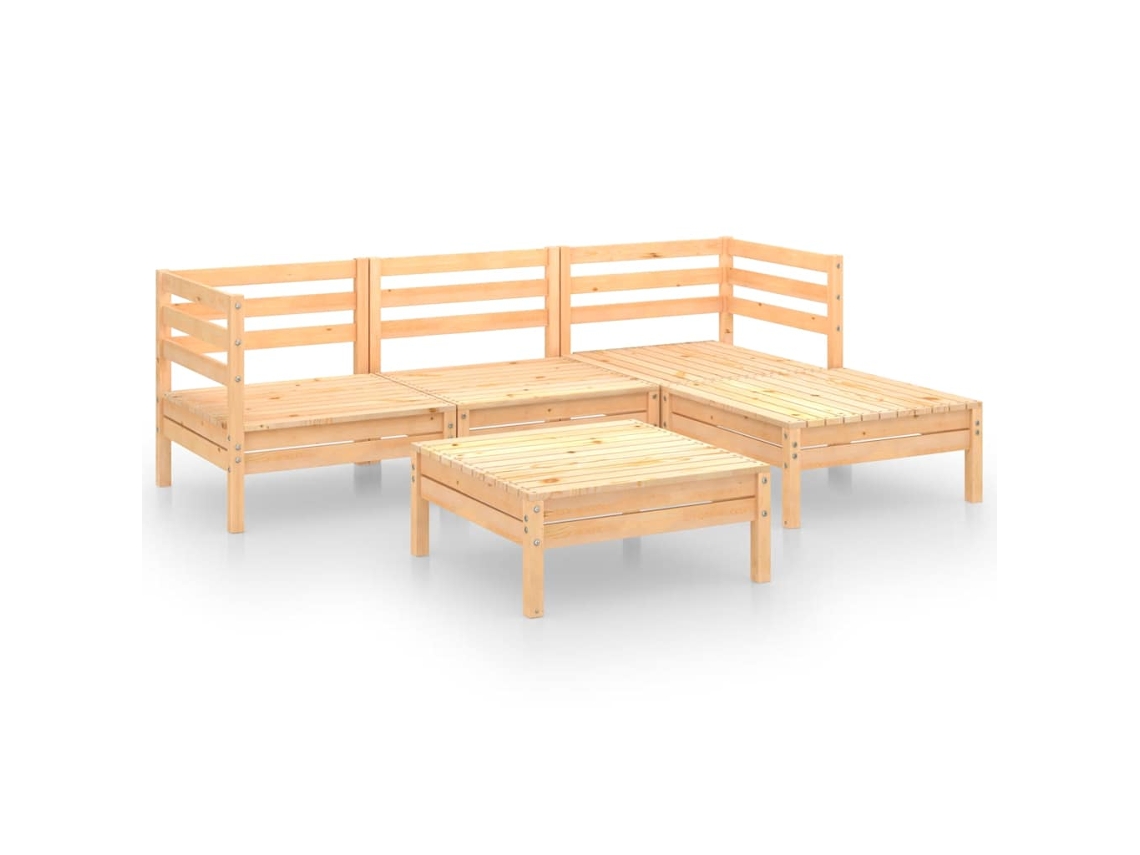Maison Exclusive - 5 Pcs Conjunto Lounge De Jardim Pinho Maciço