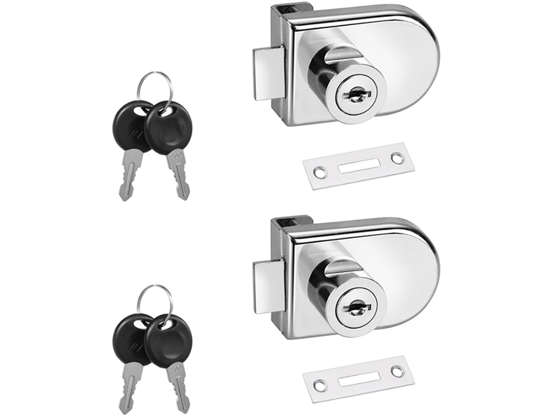Fechadura Para Porta De Vidro Sem Furo, 2 Peças Prateadas, Liga Zinco 5 A 8 Mm, Com Chaves, Estilo B