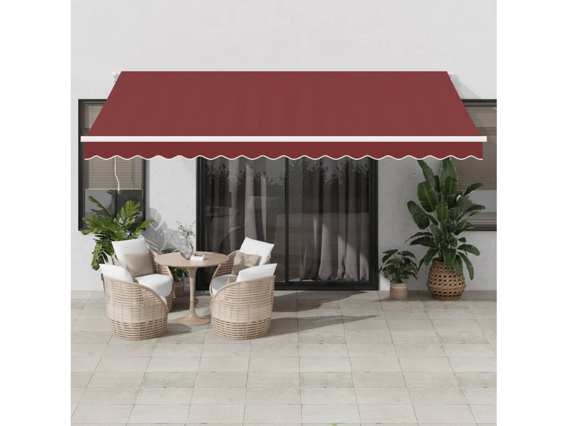 Vidaxl Toldo Retrátil Automático Com Luz Led 450x350 Cm Bordô
