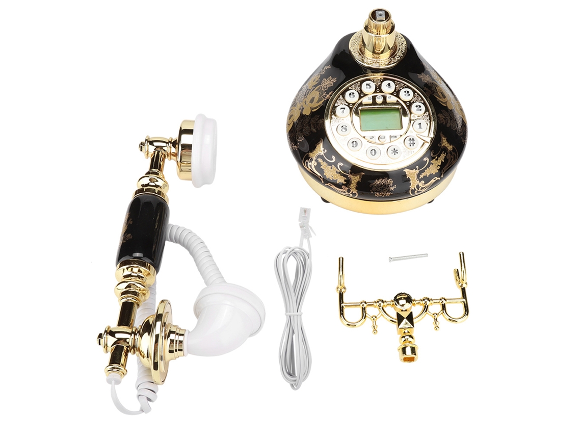 Mali telefone Antigo Cerâmica Padrão Flor Ouro Preto Decorativo Casa Mesa com Identificação de Chamada