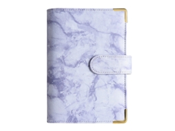 A6 Pu Leather Ring Binder Cash Budget Planner, Marble Pattern With Corner Protector, Purple Cover Only