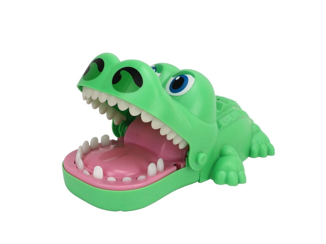 Brinquedo de dentes Ats, animal, mordedor de dedo, divertido, plástico, verde, para crianças. Jogo de dentista para morder os dedos.