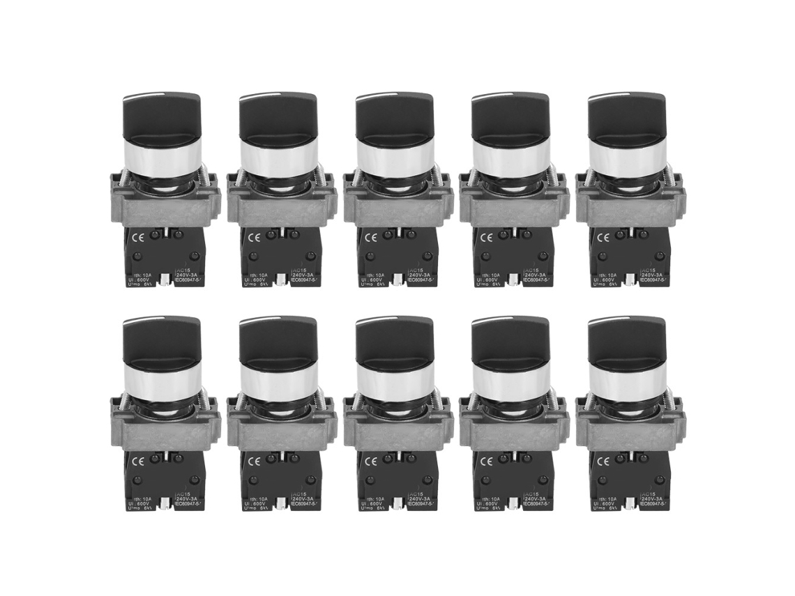 Botões de interruptor Berm (10 peças), normalmente abertos, 3 níveis, ABS, CA 240 V, Bem‑xb2‑20x/33 (pacote com 10)