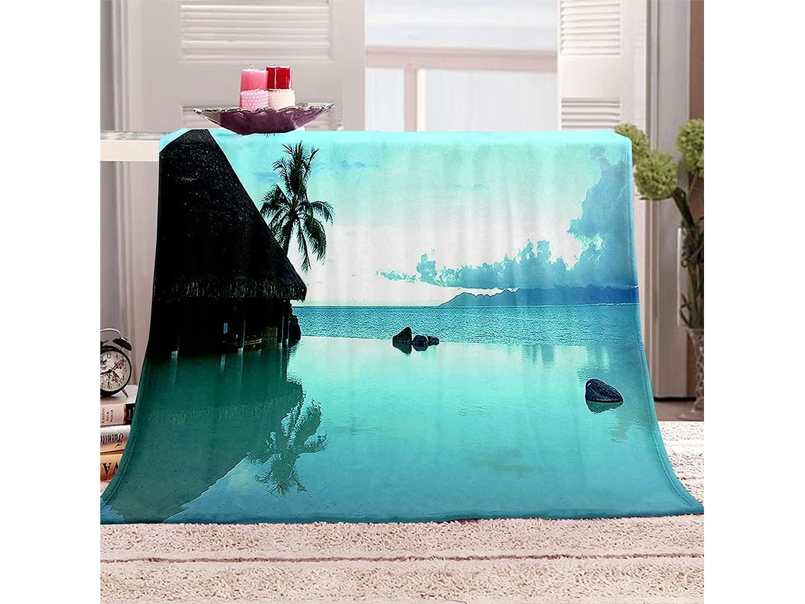 Manta com Estampa 3d de Paisagem em Microfibra 80x150cm