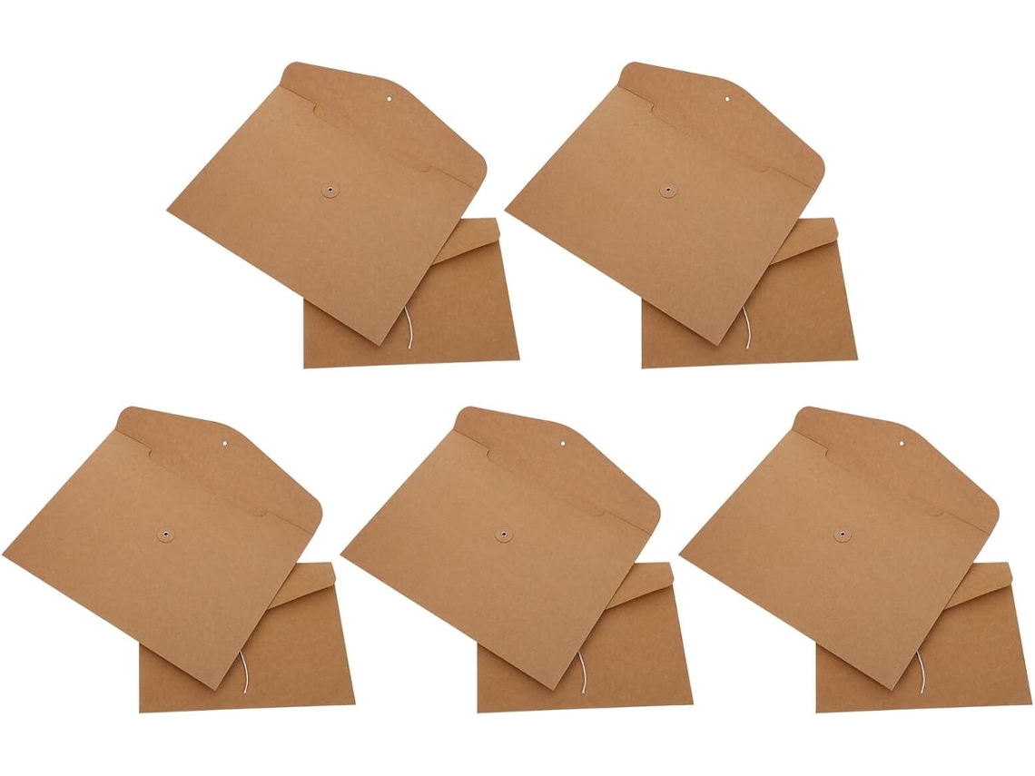 Pacote Com 10 Unidades De Pastas Organizadoras Nos Formatos A4 E A5, Em Papel Kraft Amarelo, Fechamento Por