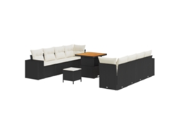 Conjunto 11 Móveis De Jardim Vidaxl Preto Madeira De Acácia Maciça (255 X 62 X 85 Cm)