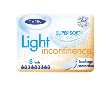 Absorventes Carin Light Para Incontinência Urinária, 8 Unidades, Super Macios