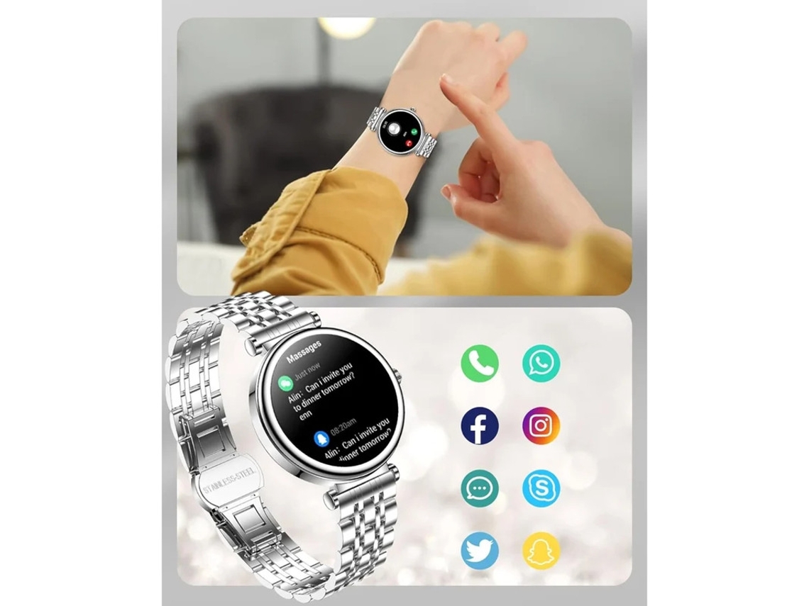 Smartwatch Para Mulheres Relógio Fitness De 1.27” Com Chamadas Bluetooth Monitoramento De Frequência Cardíaca Sono Spo2 E Estresse Mais De 110 Yizhood