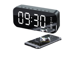 Coluna Bluetooth Wifi Mini Despertador Babá Relógio Espelho Subwoofer Preto*