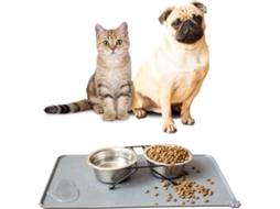 Tapete de Silicone ZYBLSSBB, cinza, antiderrapante, 48x30cm, para tigelas de ração de cães e gatos