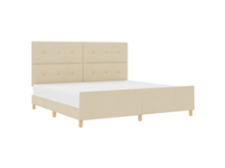 Conjunto 1 Estrado De Cama Plataforma Vidaxl Creme Tecido (200 X 200 Cm)