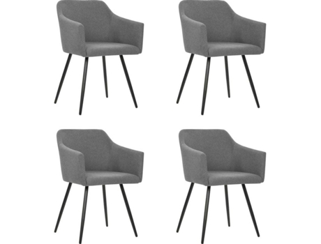 VIDAXL - Conjunto 4 Cadeiras de Jantar  3065671 (Cinzento - Tecido - 54 x 62 x 80 cm) Conjunto 4 Cadeiras de Jantar  3065671 (Cinzento - Tecido - 54 x 62 x 80 cm)