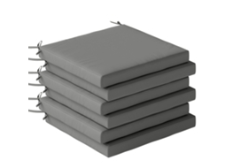 Conjunto De Almofadas Para Cadeiras De Jantar 46x42x7 Cm 6 Peças Com Capa Lavável E Laços, Impermeável E Anti-uv, Cinzento Escuro