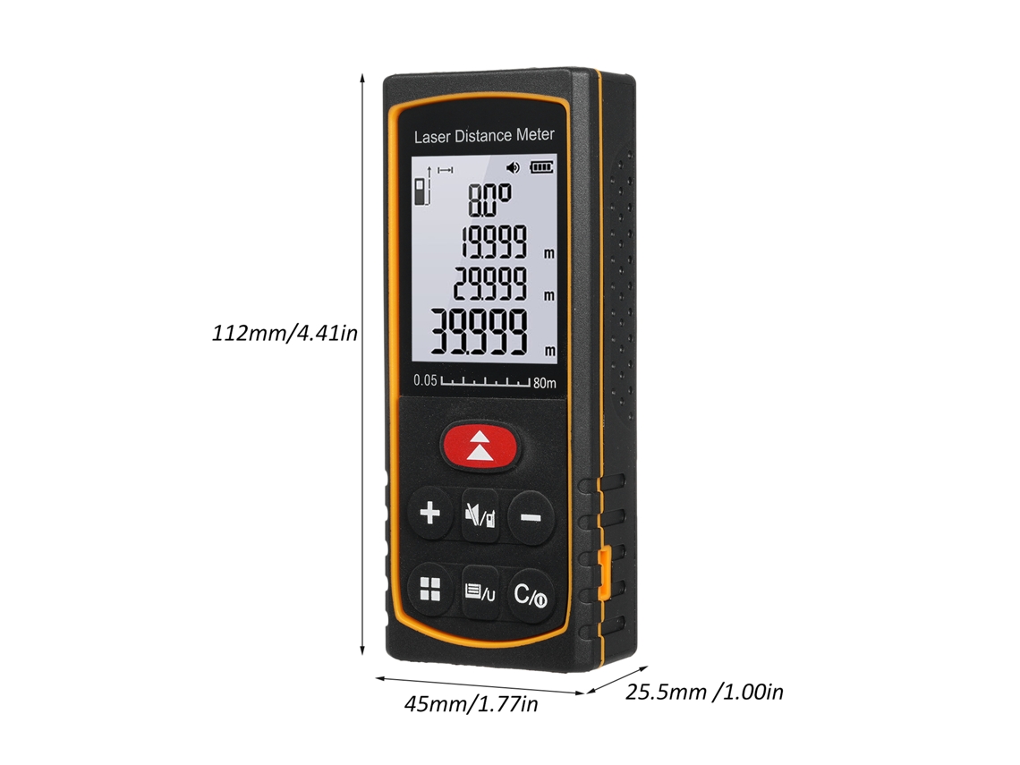 Medidor Laser 80m Medidor Digital De Distância Com Sensor De Ângulo E Unidades M/pé/polegada