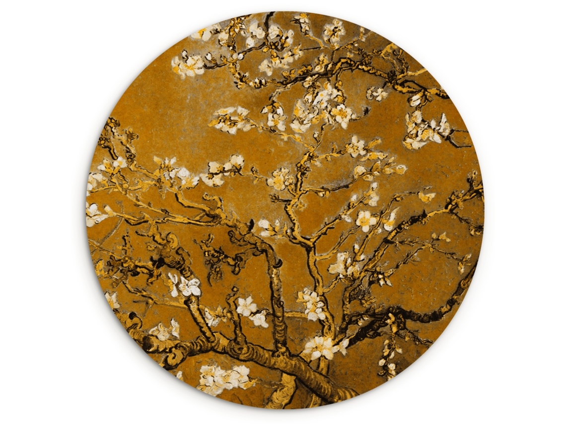 O Quadro Amendoeira Em Flor - Arte - Van Gogh - Ouro 60x60 Cm