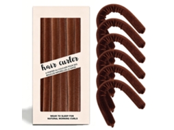 Cachos Sem Calor Noturno Flexi Rods Em Veludo E Cetim, Para Todos Os Tipos De Cabelo 6 Unidades, Marrom Hexinyigjly