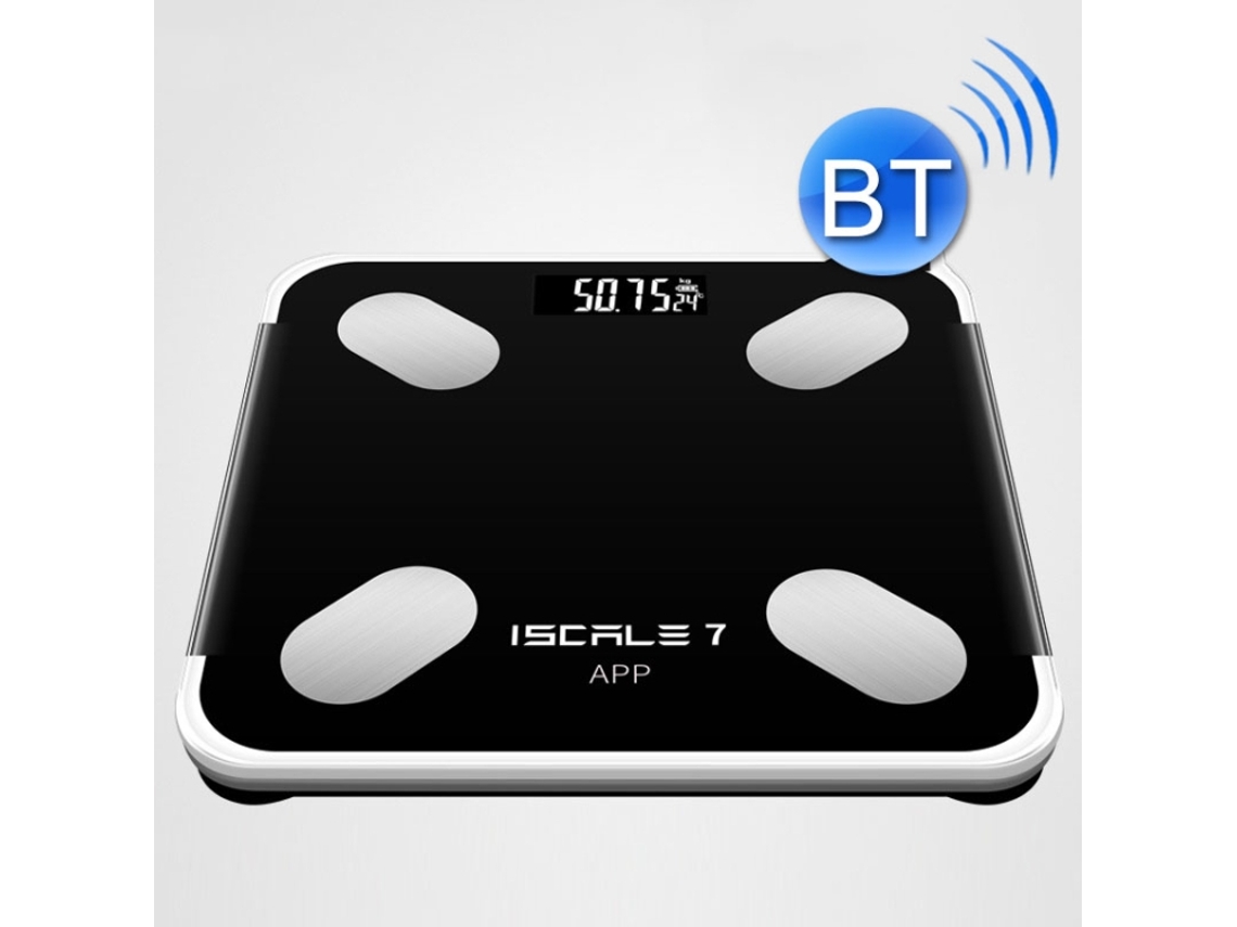 Balança Inteligente de Peso Corporal com Bluetooth e Medição de Gordura Corporal Alimentada por Bateria MDUG (preto Brilhante)