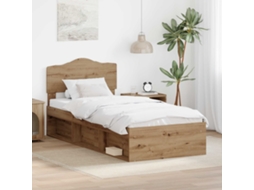 Vidaxl Estrutura Da Cama Com Cabeceira Carvalho Artesanal 75 X 190 Cm
