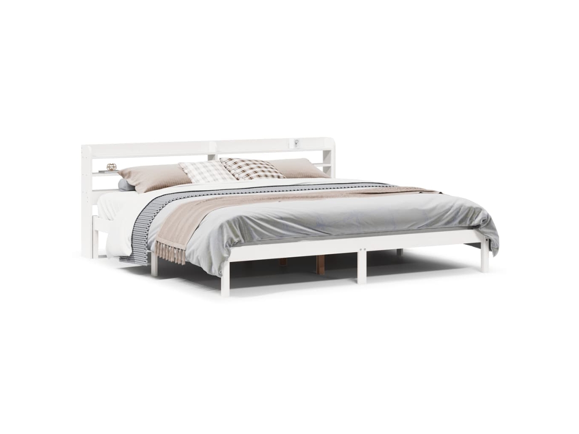 Bed Frame, Bed Frames Vidaxl Branco Madeira De Pinho (200 X 200 Cm)