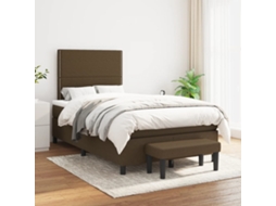 Vidaxl Cama Com Molas/colchão 120x200 Cm Tecido Castanho-escuro