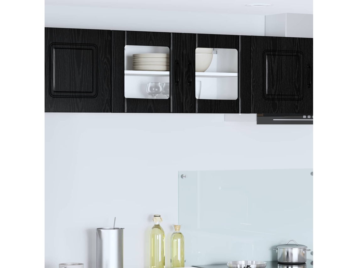 Vidaxl Armário De Vidro De Parede Lucca Carvalho Preto 80 X 31 X 40 Cm