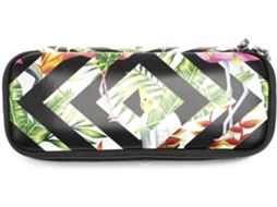 Estojo para lápis com estampa de papagaio e folha de palmeira, design tropical de flamingo, bolsa organizadora de maquiagem