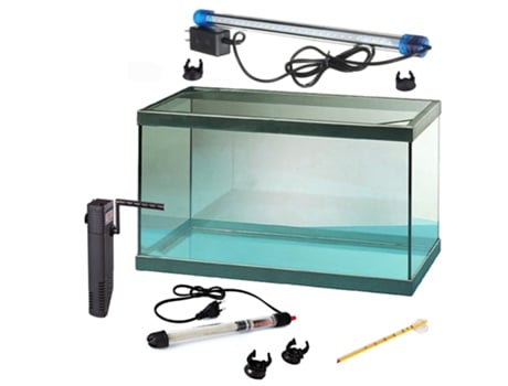 Aquário Vidro com moldura Preto 38 L. Kit Completo Xil