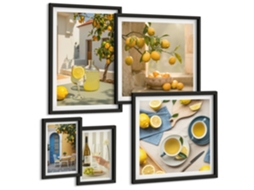 Conjunto De Pinturas Limões Rústicos Para A Cozinha Espelharte (5 Peças)
