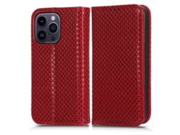 Capa Para Iphone 15 Pro Pele Sintética Magnética Vermelho