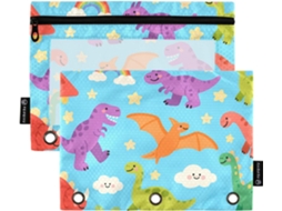 Pastas Coloridas Com Estampa De Dinossauro Escola, Escritório E Casa Estojo Transparente Com Zíper Grande