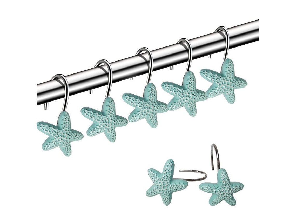Anéis Decorativos de Resina Nova Line, Estrela do Mar para Cortina de Chuveiro, 12 Peças