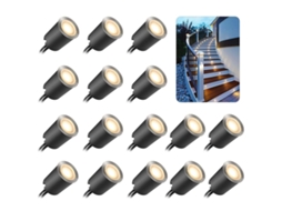 Lote De 16 Spots Led De Embutir Exterior,ip67,ø 32mm,para Jardim,piscina,deck E Escadas Btforus (com Tomada Ue,branco Quente 2800k)