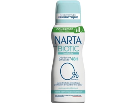 Desodorante Biotic 0 Alcohol Invisible Hipoalergénico 100ml Narta
