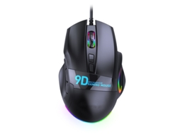 Rato YIZHOOD RGB retroiluminado com fio 12000 DPI sem fio jogo 9 botões programáveis Gamer para PC Desktop / Laptop preto