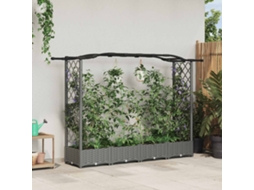 Vidaxl Cama Elevada Com Treliça E Telhado Cinzento-claro Pp