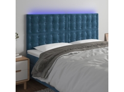 Cabecero de terciopelo con luces LED 180x5x118/128cm Azul Oscuro