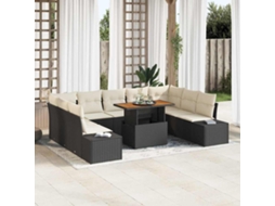 Vidaxl Conjunto De Sofá De Jardim 10 Unid. Preto E Creme