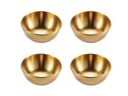 2026 tazas de Salsa de Acero Inoxidable Redondas Mini Platos Condimentos para Sushi Salsa de Soja 4 Piezas Oro
