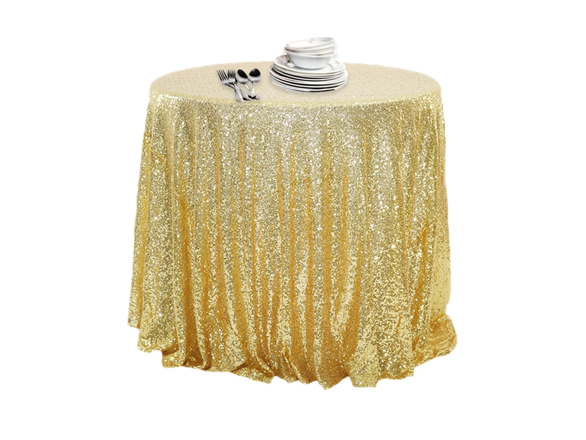 Toalha de Mesa Drapeada Brilhante Toalha de Mesa de Tecido de Lantejoulas para Festa de Cerimônia de Halloween 120 Cm * 180 Cm Dourado
