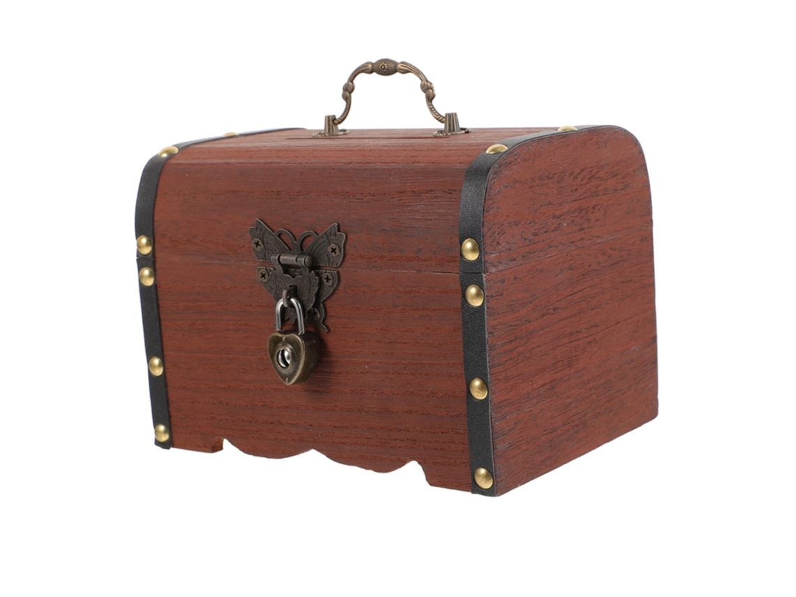 Caixa Armazenamento Vintage com Fechadura, Caixa de Joias e Cofrinho Portátil para Casa e Viagem