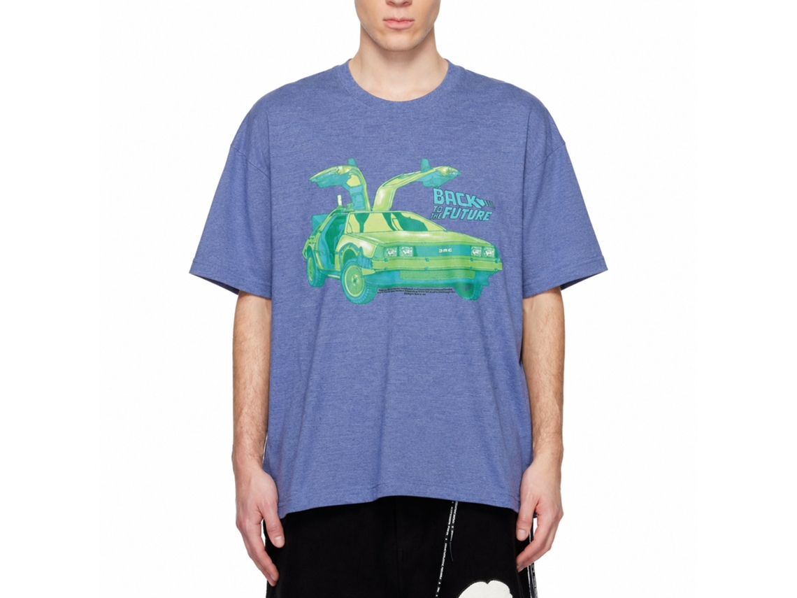 Rockinstone Back To The Future Movie Car Chillin Heather Light Blue Adult T-shirt Size:s