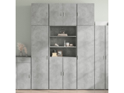Vidaxl Armário Alto 80x42,5x249 Cm Derivados De Madeira Cinza Cimento
