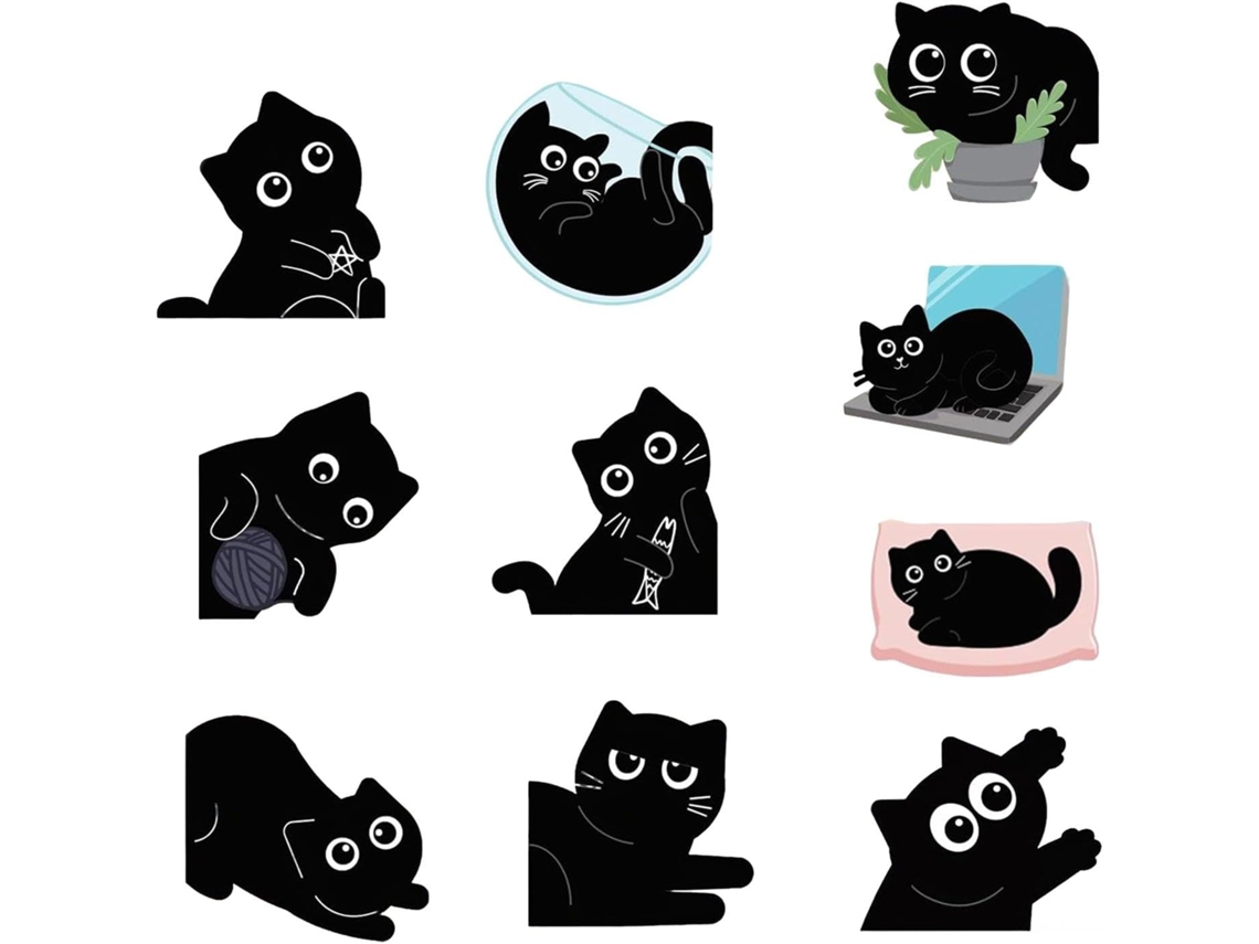 Conjunto De 10 Marcadores De Livros Em Formato De Gato, Marcadores De